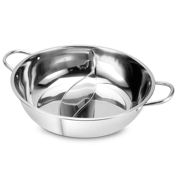 Hot Pot, 11 in Diameter, Shabu Pot, Large Stainless Steel Pot, Restaurant Cookware, Divided Compartments, Catering, Side Handles, Stainless Steel Cookware, 1 Pc