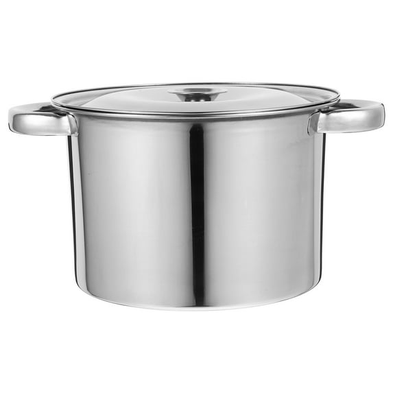 STRANDCHIC Stainless Steel Soup Pot with Lid Thick Bottom for Even Heat Distribution Silver