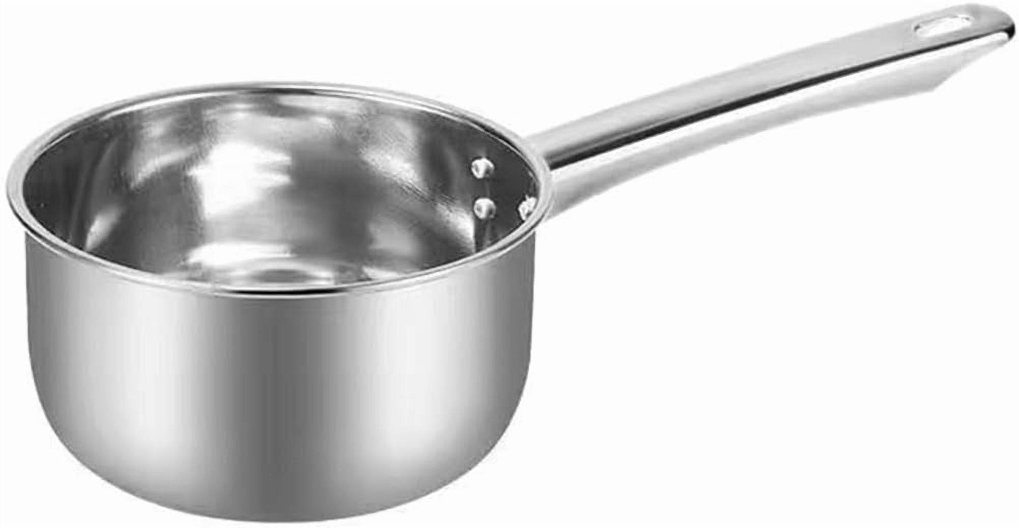 Cooking Pots, Multipurpose Heavy Duty Metal Sauce Pot, Ergonomic Long Handle Stainless Steel Stock Pot for Outdoor, Kitchen Boiling Milk, Spaghetti, Soup (Silver L)