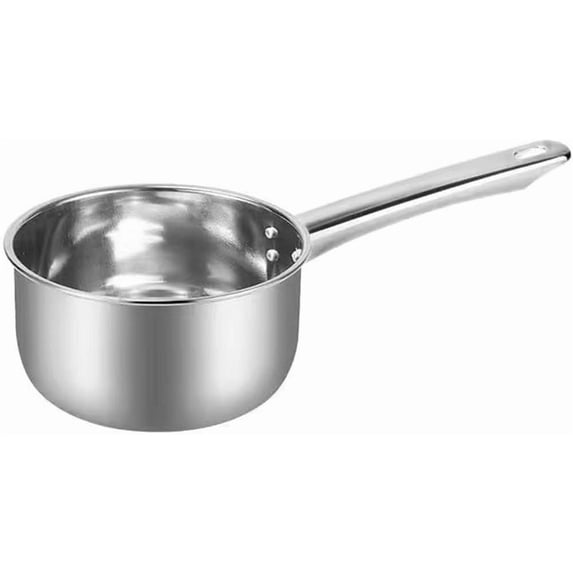 Cooking Pots, Multipurpose Heavy Duty Metal Sauce Pot, Ergonomic Long Handle Stainless Steel Stock Pot for Outdoor, Kitchen Boiling Milk, Spaghetti, Soup (Silver M)