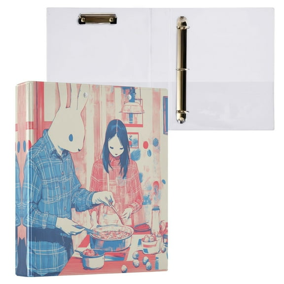 Cooking Scene 3 Ring Hardcover Binders 1.5in Round Rings for Letter-Size Folder Paper Organizer Pockets for Office Student Recipe