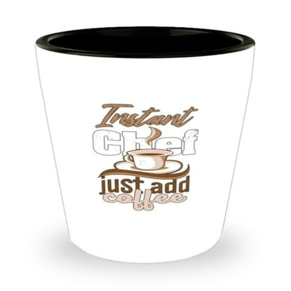 Cooking Shot Glass, Instant Chef Just Add Coffee, Baking Gift, Mini Glassware, 1.5oz Cup