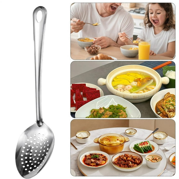 Cooking Slotted Spoon 15IN Metal Slotted Spoons  for Nonstick Utensil Skimmer Spatula Tools for Straining Mixing Frying Baking Kitchen