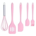 thumbnail image 1 of Cooking Spatula Set Silicone Baking Scraper Heat Resistant Egg Beater Kitchen Utensil(Pink ), 1 of 8
