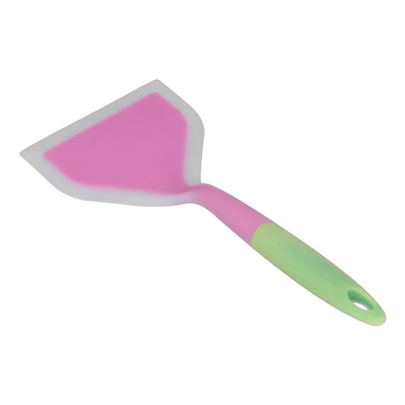 Cooking Spatula Transparent Twocolor Silicone Wide Mouth Frying Spatula Pancakes Fried Shovel for Home Kitchen(Purple Spatula Head )