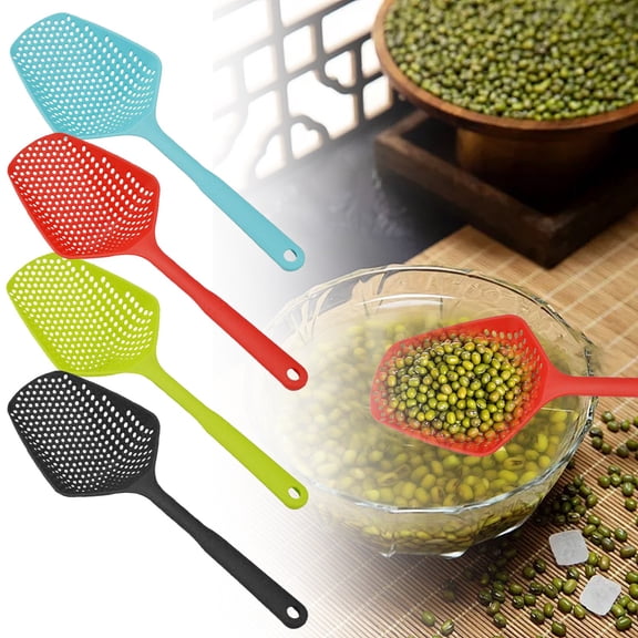 Cooking Spoon with Holes, Slotted Plastic Skimmer Utensil, Flexible Heat-resistant Kitchen Cookware for Draining Pasta, Vegetables, Stirring, Mixing, Non-Stick Multipurpose Kitchen Tool, 13.4 in, 1Pc