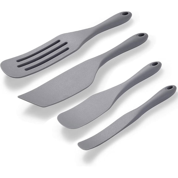 Cooking Spurtle Set 4-Piece  Heat Resistant Silicone Spatula Utensils for Nonstick Cookware & Baking