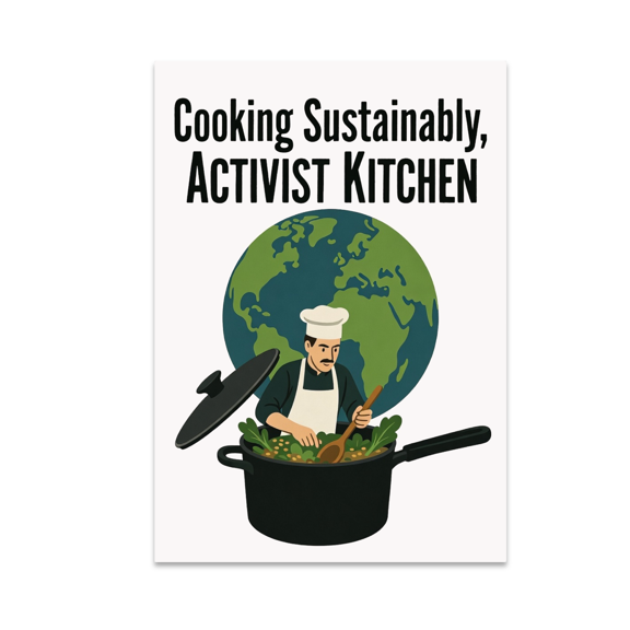 Cooking Sustainably Activist Kitchen Art - Eco-Conscious Home Decor - 13x19 Poster Print