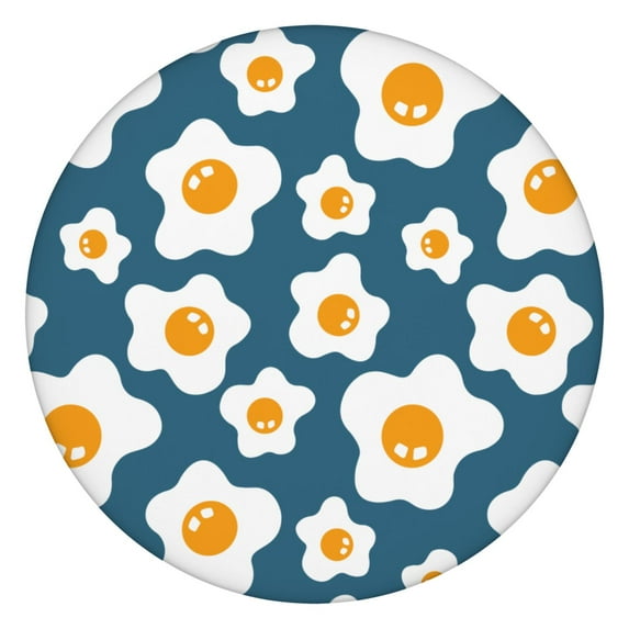 Cooking Tablecloth Breakfast Fried Egg Food Pattern Chick and Eggshell Design Waterproof Round Table Cover with Elastic