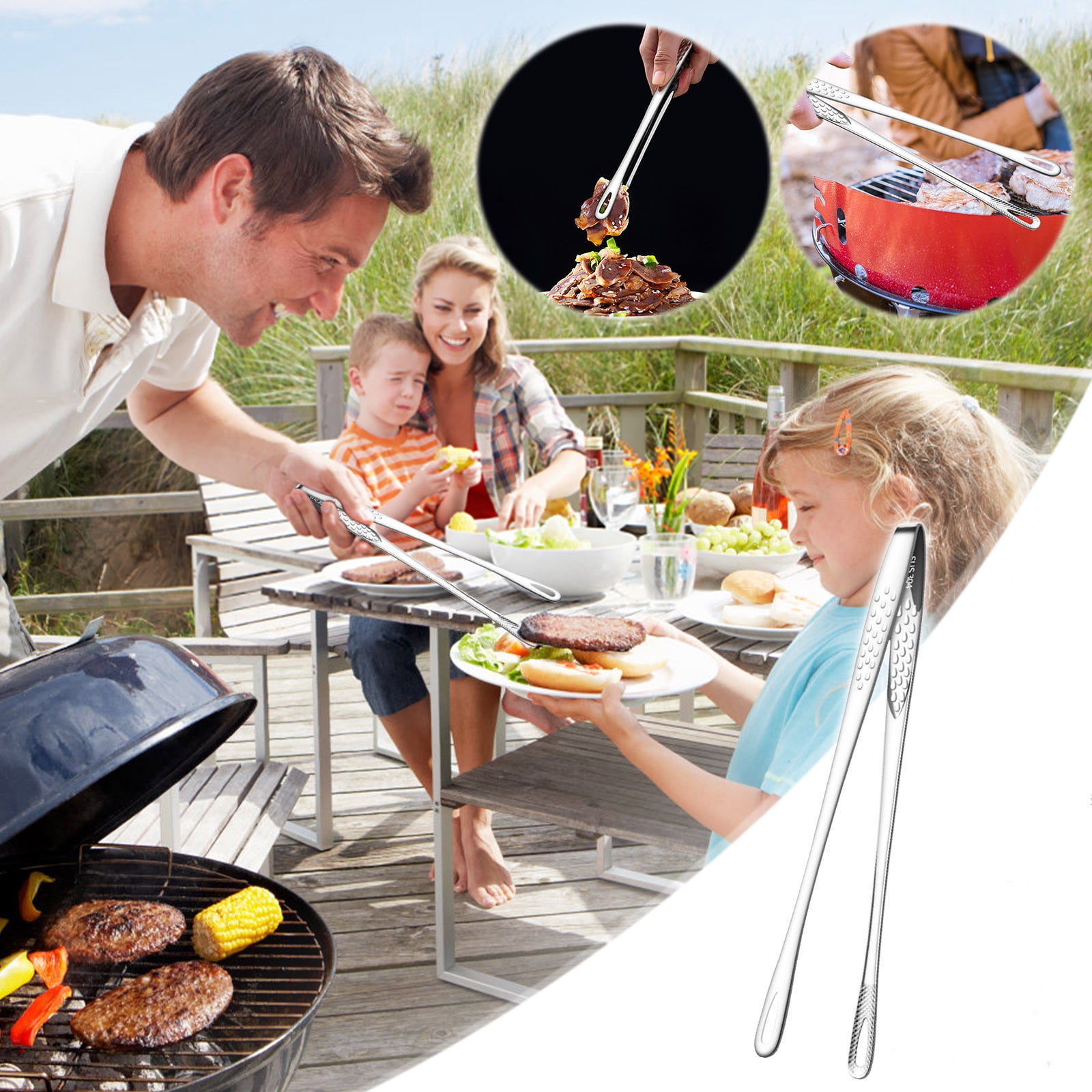 Cooking Tongs Stainless Steel Food Clips Retractable Bread Clips for