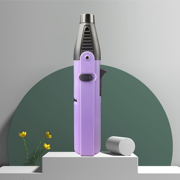 Cooking Torch Lighter, Refillable Long Jet Lighters with Visible Window, Windproof Jet Flame Candle Lighter, Refillable Butane Gas Lighters for BBQ, Stove, Kitchen Cooker (Sold No Fuel) (Black)