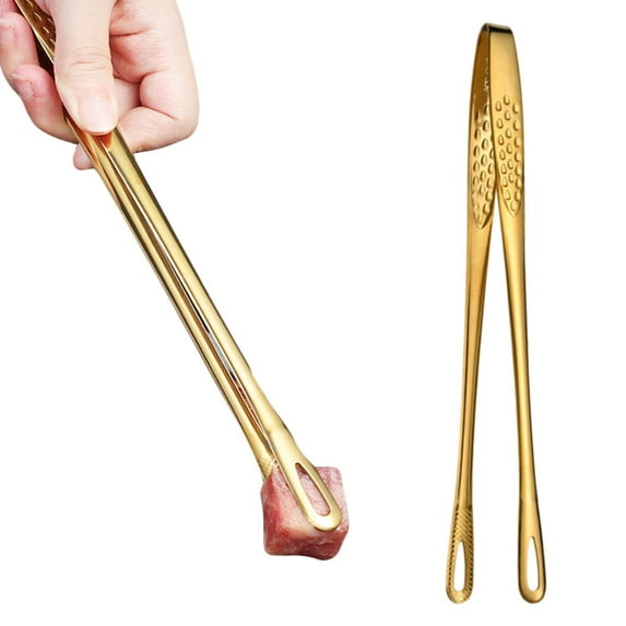 Cooking Tweezers Tongs for Cooking,1Pc Kitchentongs Precision Serrated Tips,Gold Tweezer Kitchen Tools for Bbq, Plating and Serving Kitchen Cooking Tongs Grilling Bread Clip Bbq Grill Tongs(9.4")