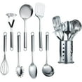 thumbnail image 1 of Cooking Utensil Set 8 Piece, Stainless Steel Kitchen Tool Set with Stand,Cooking Utensils, Slotted Tuner, Ladle, Skimmer, Serving Spoon, Pasta Server,Potato Maseher, Egg Whisk. （8 Pieces）, 1 of 4