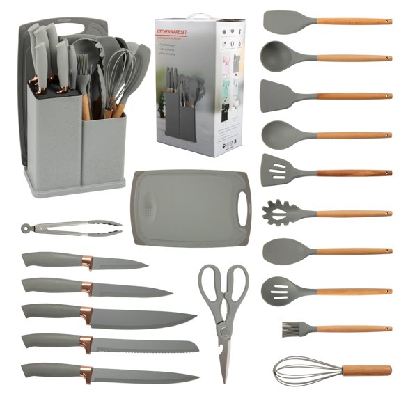 Cooking Utensil Set, Kitchen Set Utensils 19 Pieces, Kitchen Essentials, Cute Kitchen Accessories, Kitchen Tools-Apartment Essentials, Knife Set. Y101