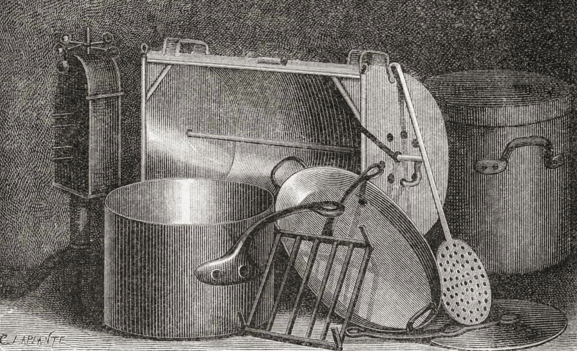 Cooking Utensils From A 19Th Century Print Canvas Art - Ken Welsh Design Pics (19 x 12)