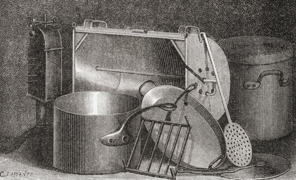 Cooking Utensils From A 19Th Century Print Canvas Art - Ken Welsh Design Pics (38 x 24)