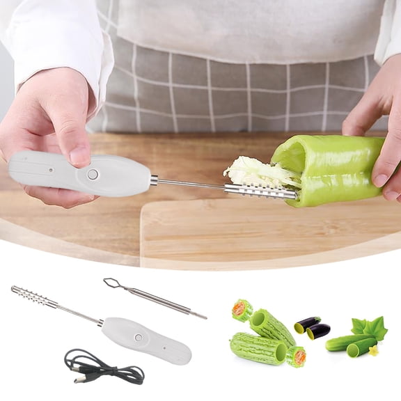 Cooking Utensils — Ideal Vegetable Corer with Multifunctional Core Remover Streamlined Wireless Compact Design Scraper and Scale Tool Set for Efficient Kitchen Prep, 3.15×7.09 inch, White