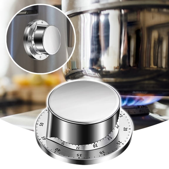 Cooking Utensils Kitchen Timer Clock with Loud Alarm Mechanical No Batteries Required Stainless Steel Body Kitchen Timing Tool