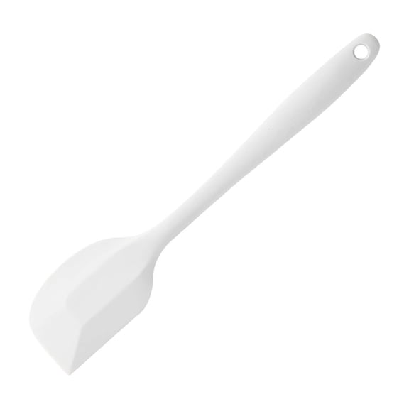 Cooking Utensils Pan Scraper Silicone Rubber Spatula with Handle for Kitchen Baking and Culinary Tasks, 20.5x4cm, White