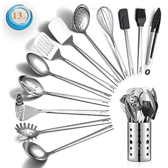 Cooking Utensils Set, 13 Pieces Kitchen Utensils Set, Kitchen Tools Set With Utensil Holder Non-Stick And Heat Resistant,Dishwasher Safe, Easy to Clean (13 Packs)