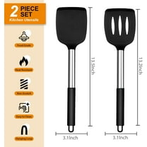 Cooking Utensils Set of 4, Silicone Kitchen Utensils for Non-stick Cookware, Heat Resistant & Non-toxic Slotted Spatula Solid Spoon Turner for Flipping Mixing Serving Basting