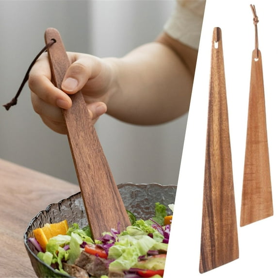 Cooking Utensils Set Clearance! Teak Spatula Multi Purpose Flat Wood Turning Tool With Hanging Rope Used For Cooking Flipping Serving And Scraping Natural Teak Wood Spatula For Kitchen And