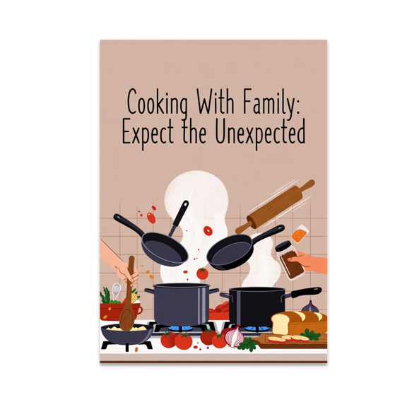 Cooking With Family: Expect the Unexpected - Family Cooking Humor - 13x19 Poster Print