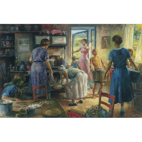"Cooking for The Thrashing Crew" by Andy Thomas - Canvas Timeless Edition - 24x36 Inches - Vintage Americana - 1 Unit per pack