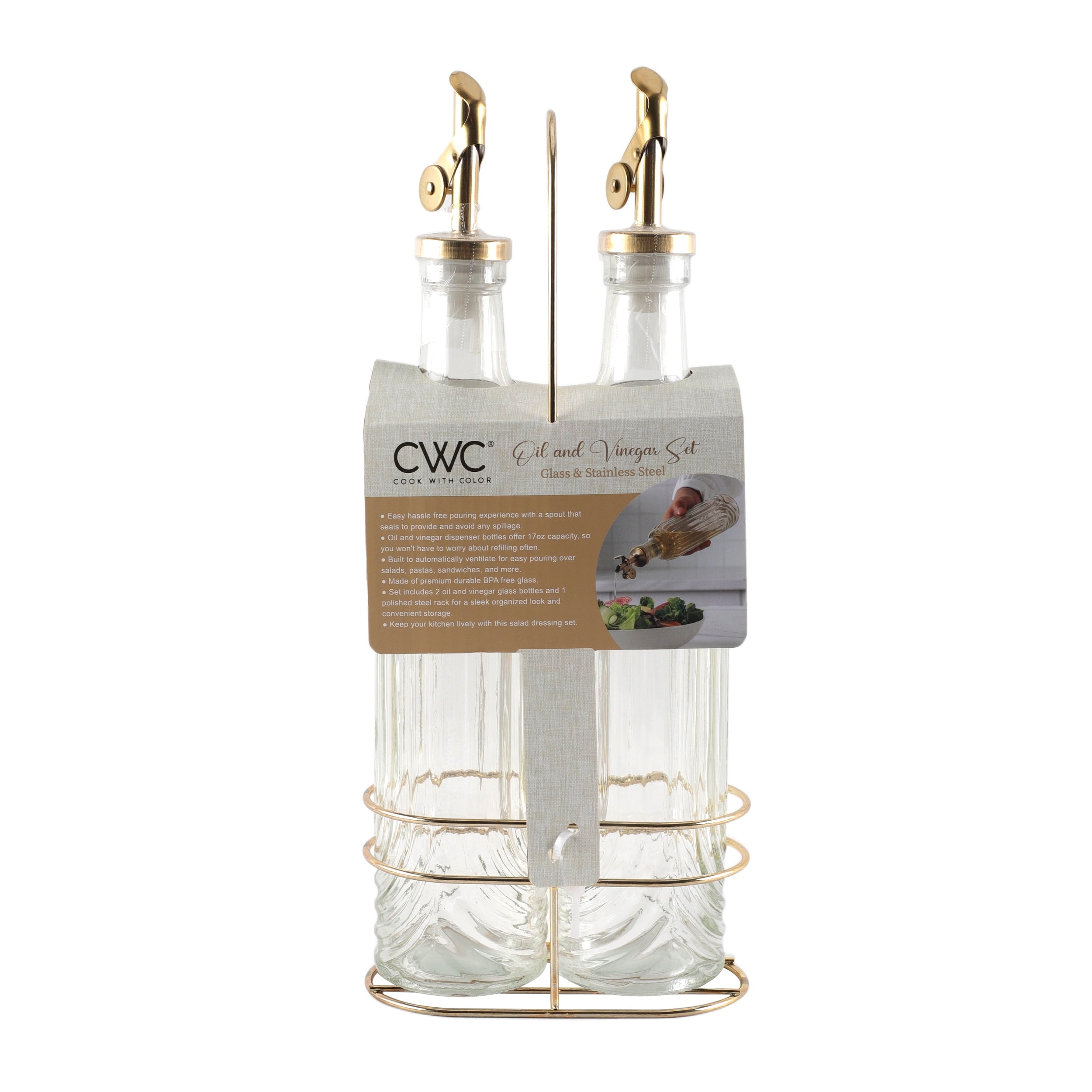 Cook with Color Oil and Vinegar Glass bottle with caddy - Walmart.com