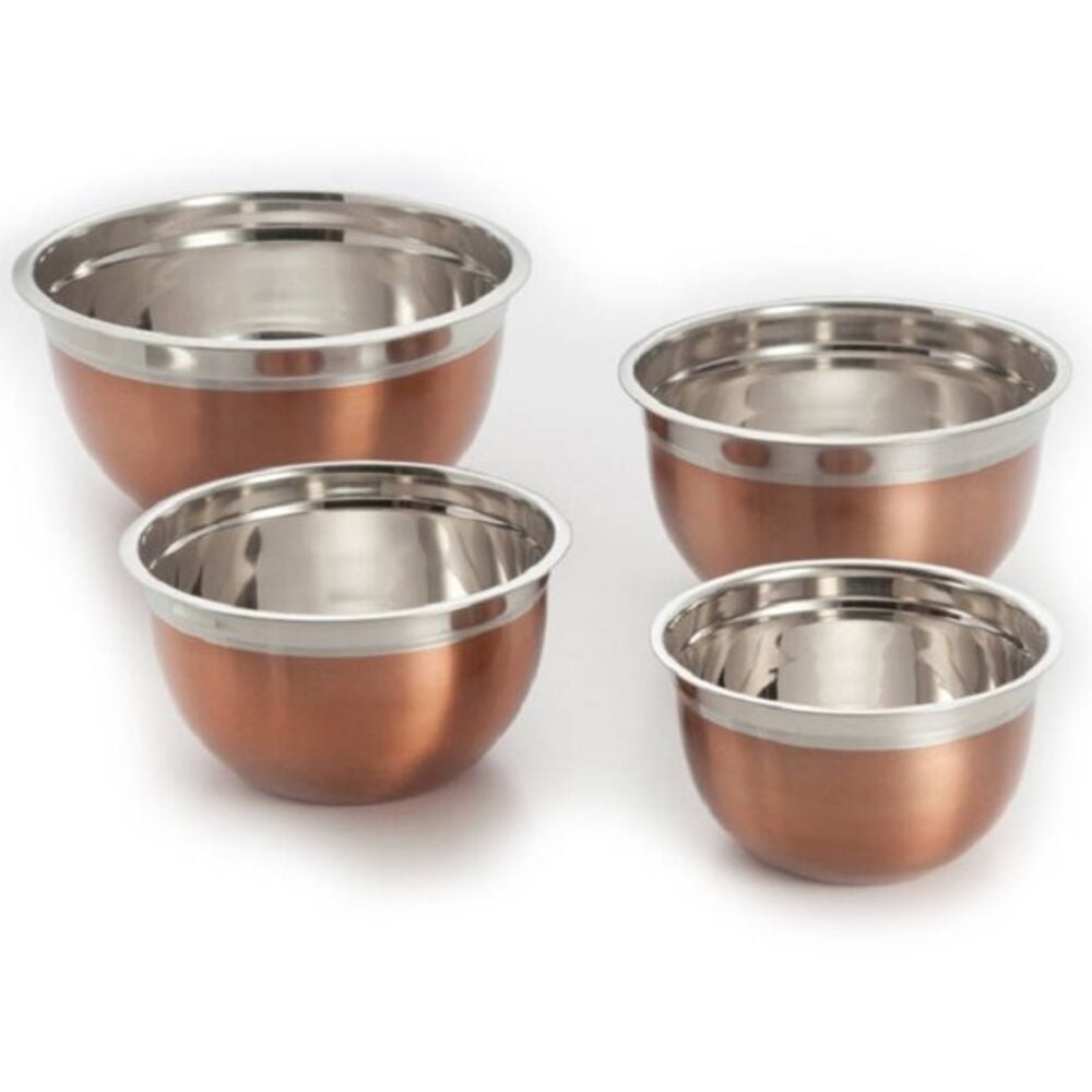 4-Piece Copper and Stainless Steel Mixing Bowl Set