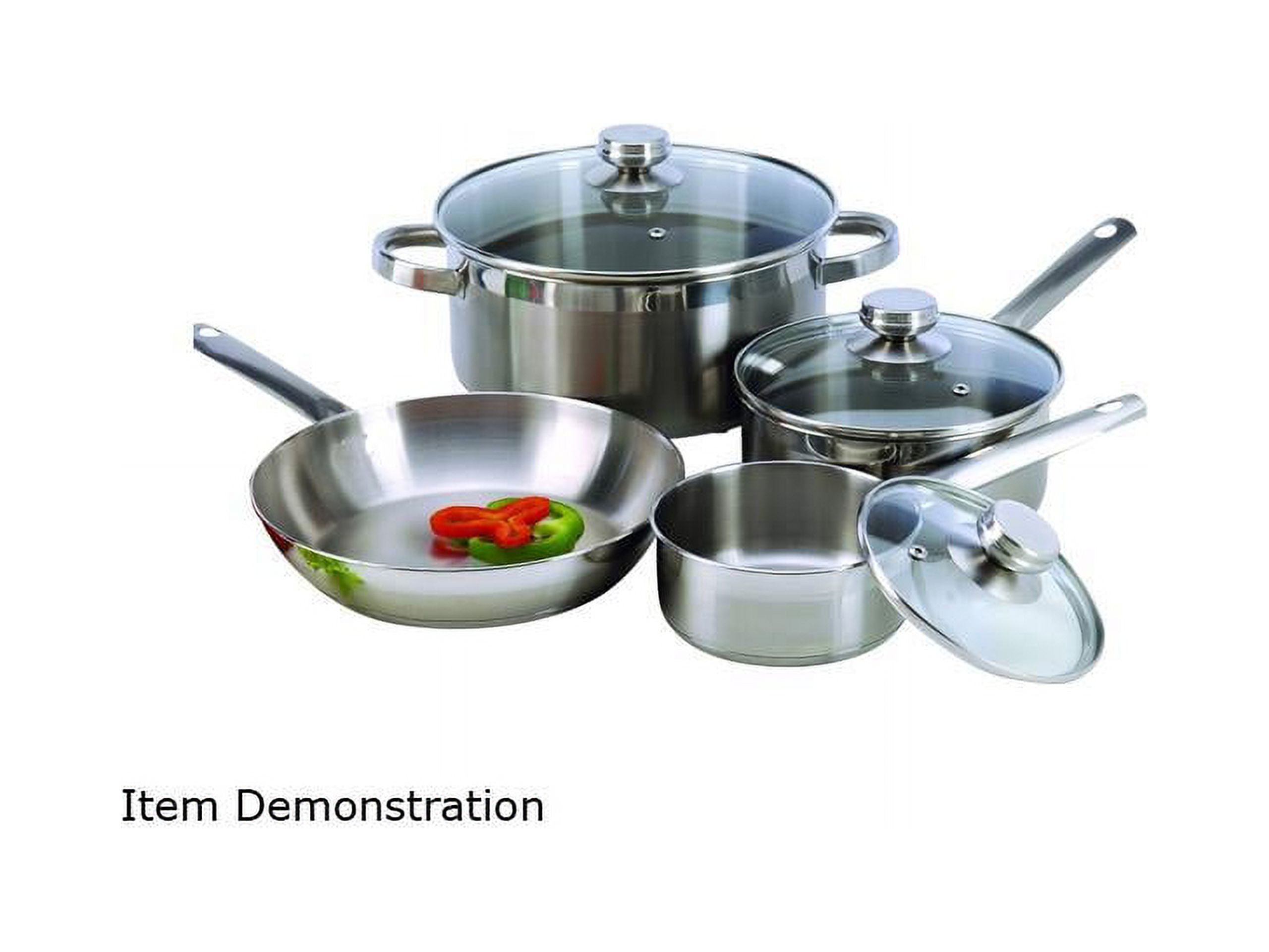 7-Piece Stainless Steel Cookware Set with Glass Lids