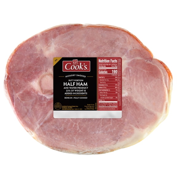 Cooks Bone-In Half Ham, Hardwood Smoked, Fully Cooked, 8-10.4 Pounds