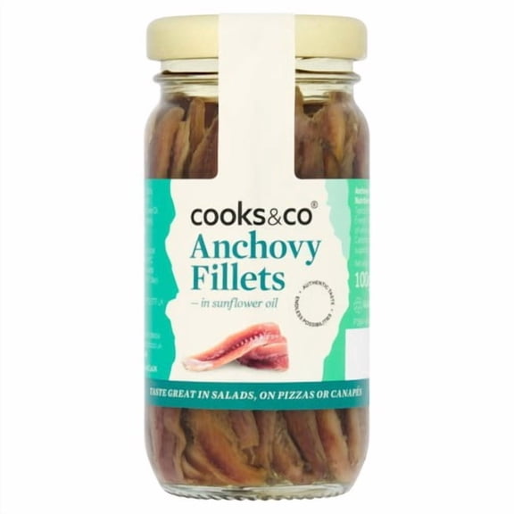 Cooks & Co Anchovy Fillets in Sunflower Oil 100g, British Import (Pack of 3)