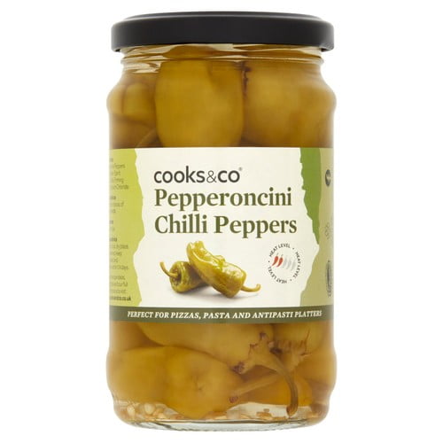 Cooks & Co Green Pepperoncini Peppers 280g, British Import (Pack of 2)