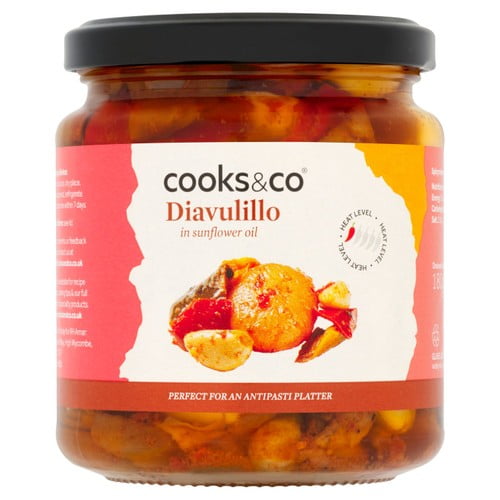 Cooks & Co Grilled Diavulillo Mixed Spicy Vegetables in Oil 280g, British Import (Pack of 3)