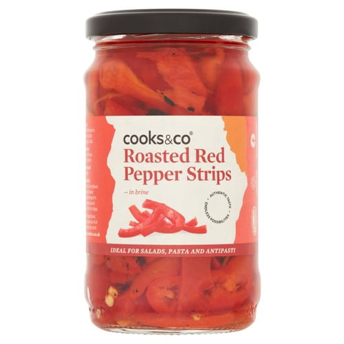 Cooks & Co Roasted Red Pepper Strips 300g, British Import (Pack of 3)