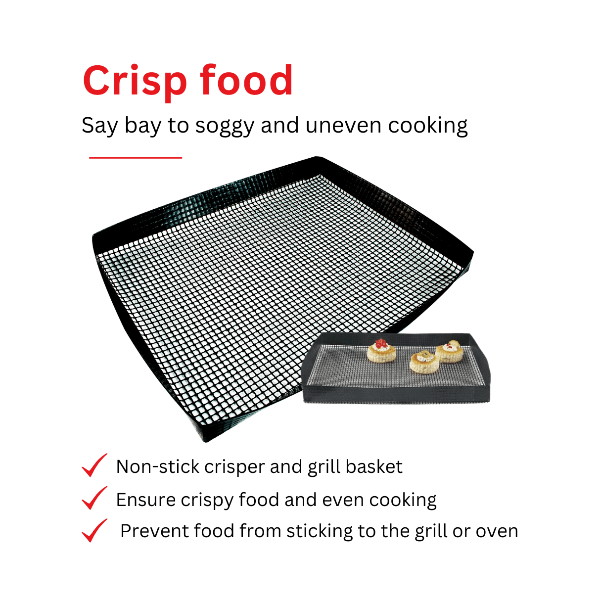  Air Fryer Basket for Oven - Non-Stick Oven Air Fryer Basket -  Crisping Sheet for Baking Crisp Pizza, Chips, Fries, & More With Less Oil,  Butter or Cooking Spray - Dishwasher