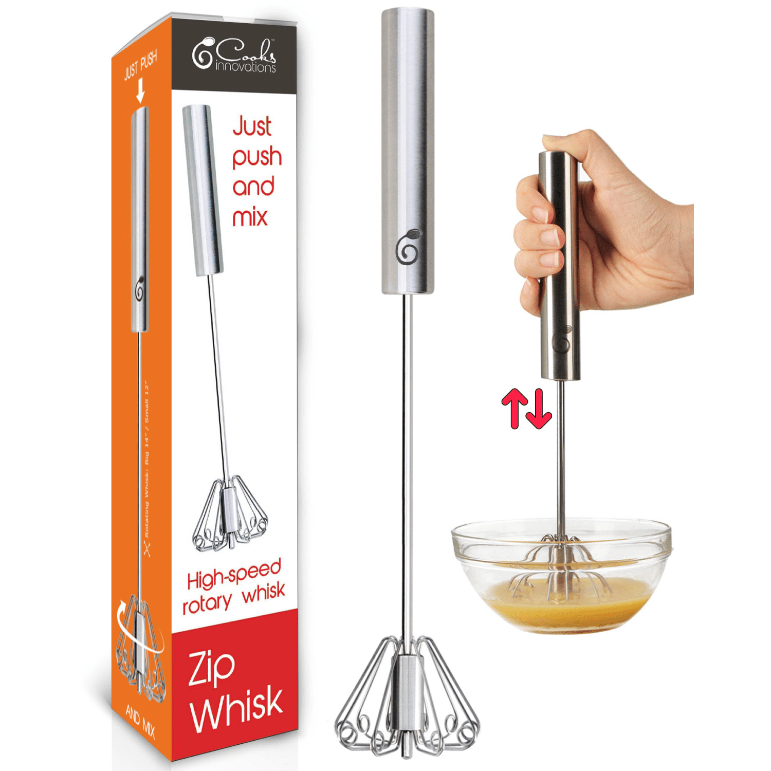 Stainless Steel Push-Down Semi-Automatic Egg Whisk