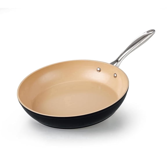 Cooks Standard Classic Hard Anodized 11 Inch Nonstick Frying Pan, Ceramic Non Stick Skillet, Induction Cookware Egg Omelette Pan, Oven Safe, Black & Apricot
