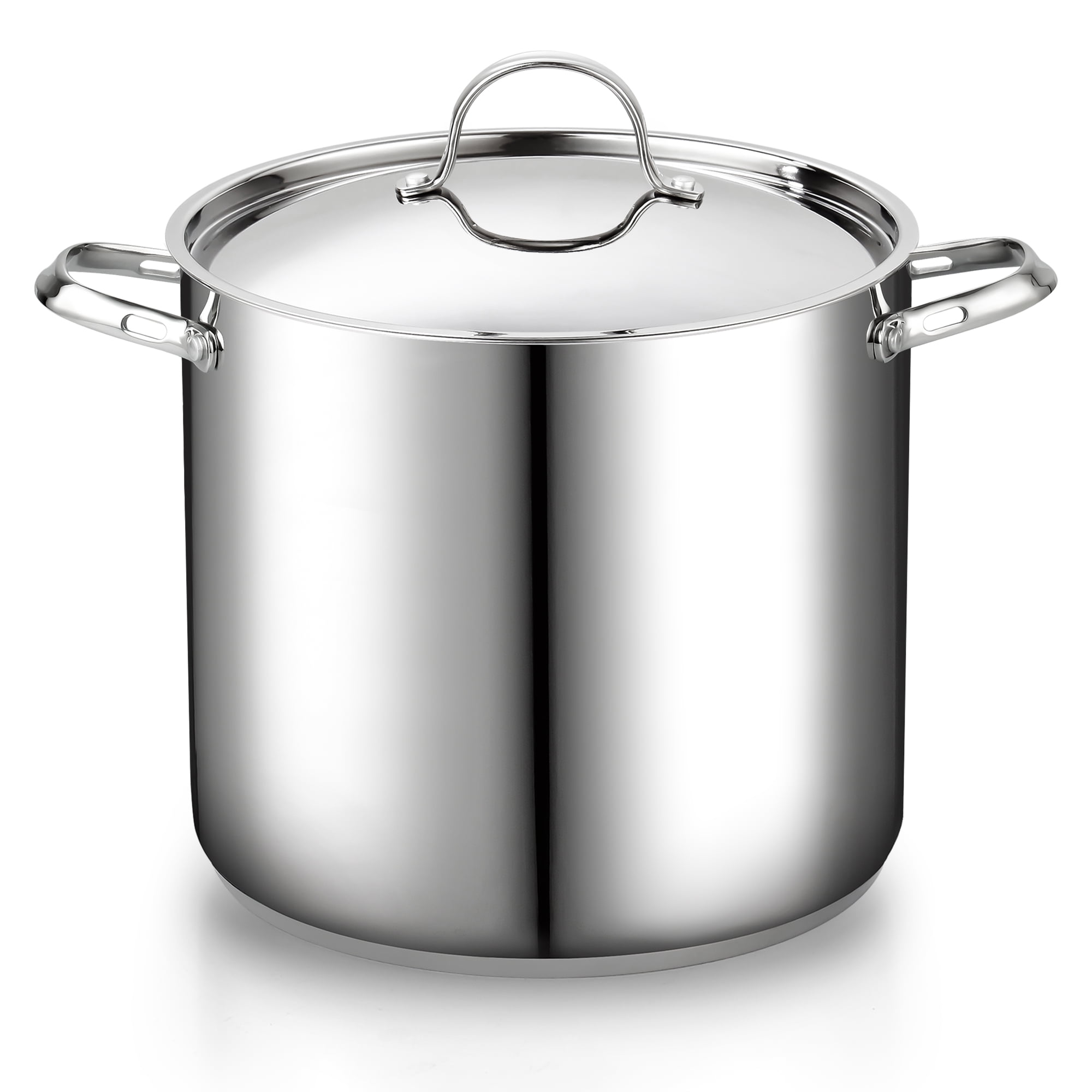 CURTA 12 Quart Large Stock Pot with Lid, NSF Listed, 3-Ply 18/8 Stainless  Steel Cooking Pot, Commercial Cookware for Soup, Stew & Sauce, Riveted