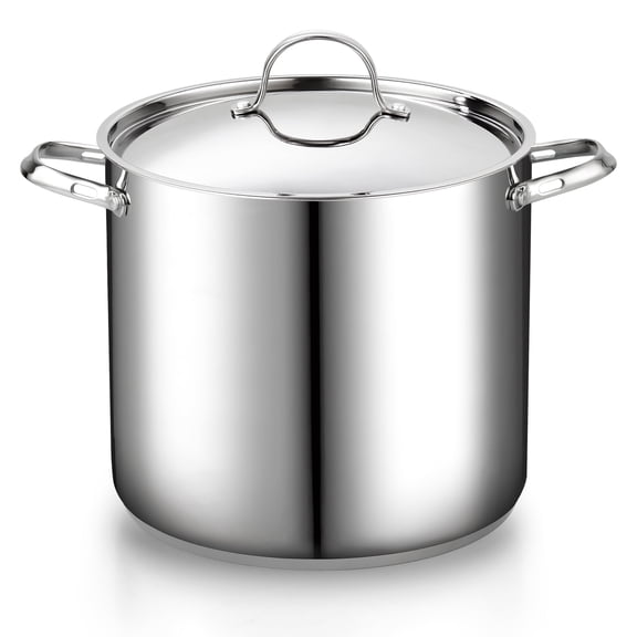 Cooks Standard Classic 16 Quart Stainless Steel Stock Pot with Lid, Large Cooking Pot for Pasta, Soup, Spaghetti, Oven Safe, Stockpot with Even Heating, Dishwasher Safe
