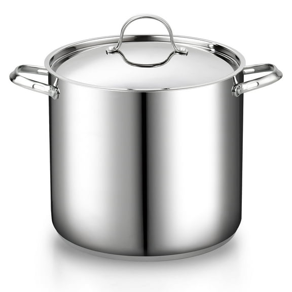 Cooks Standard Classic 24 Quart Stainless Steel Stock Pot with Lid, Deep Cooking Pot for Pasta, Soup, Spaghetti, Stockpot with Even Heating, Oven Safe, Dishwasher Safe, Induction Compatible Cookware