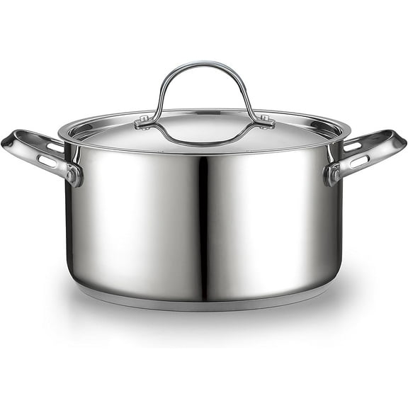 Cooks Standard 18/10 Stainless Steel Stockpot 6-Quart, Classic Deep Cooking Pot Canning Cookware Dutch Oven Casserole with Stainless Steel Lid, Silver