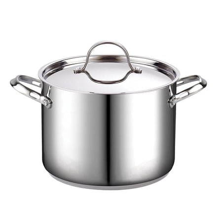 Cooks Standard Classic 8 Quart Stainless Steel Stock Pot with Lid, Large Cooking Pot for Pasta, Soup, Spaghetti, Stockpot with Even Heating, Oven & Dishwasher Safe, Induction Compatible Cookware