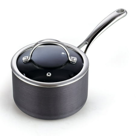 Cooks Standard 2-Quart Hard Anodized Nonstick Saucepan with Lid, Black