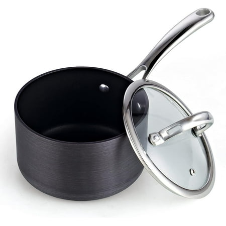 Cooks Standard 3-Quart Hard Anodized Nonstick Saucepan with Lid, Black