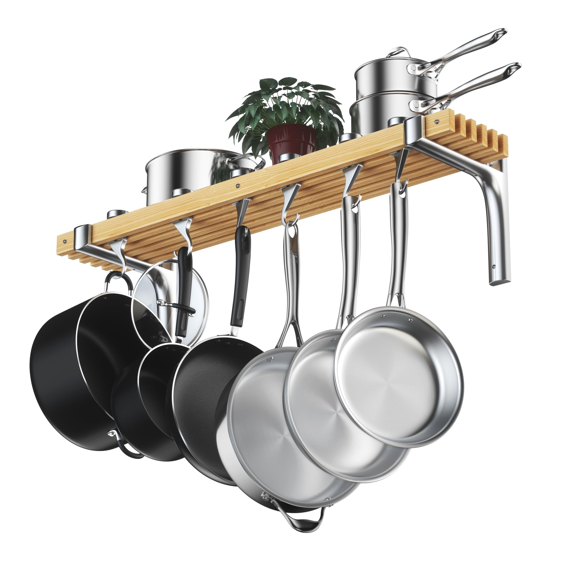 VEVOR Pot Rack Wall Mounted 30 inch Pot and Pan Hanging Rack Pot and Pan Hanger with 12 S Hooks 55 lbs Loading Weight Ideal for Pans Utensils