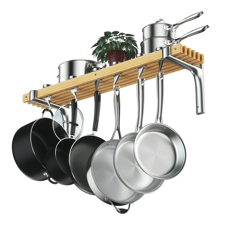 Cooks Standard Wall Mounted Wooden Pot Rack 36 by 8-Inch