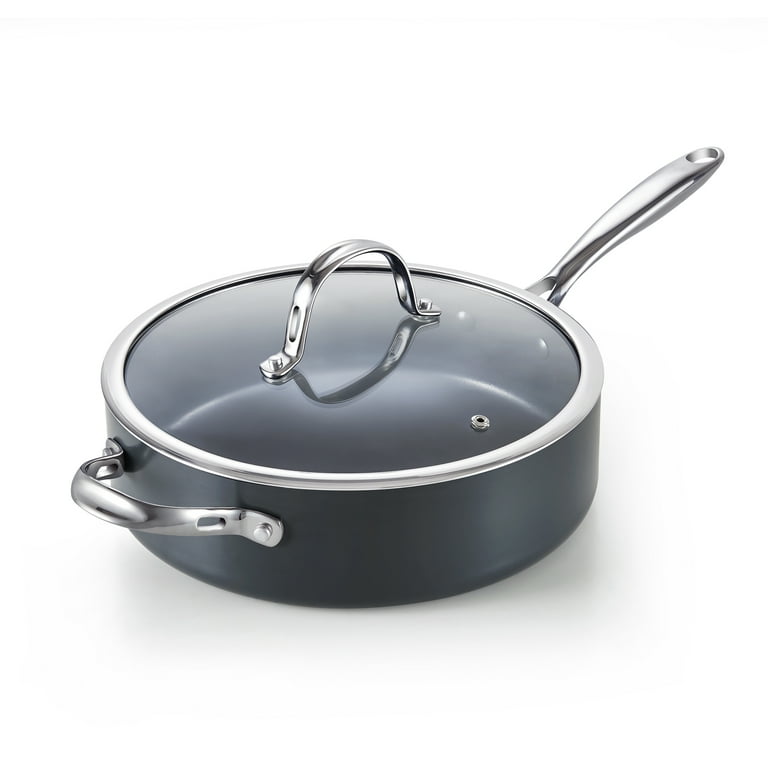 5 qt. Hard-Anodized Aluminum Nonstick Saute Pan in Black with Glass Lid 5 qt. Hard-Anodized Aluminum Nonstick Saute Pan in Black with Glass Lid