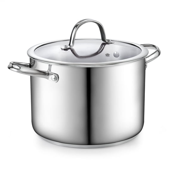 Cooks Standard 8-Quart Stainless Steel Stockpot with Glass Lid, Large Dutch Oven Casserole for Soup, Stew, Chili & Pasta, Induction Compatible
